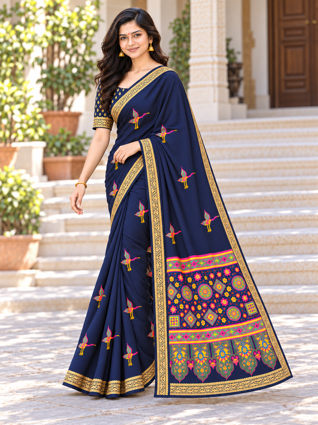 Premium Marshmallow Saree with Heavy Jacquard Border