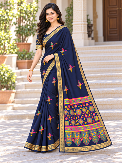 Premium Marshmallow Saree with Heavy Jacquard Border