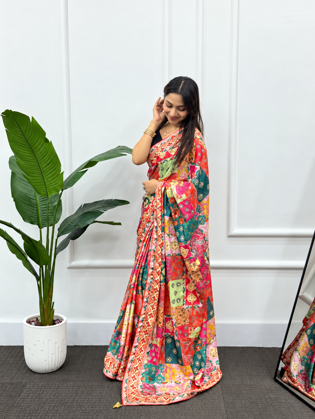 Glamorous Festive Wear Chinon Silk Saree
