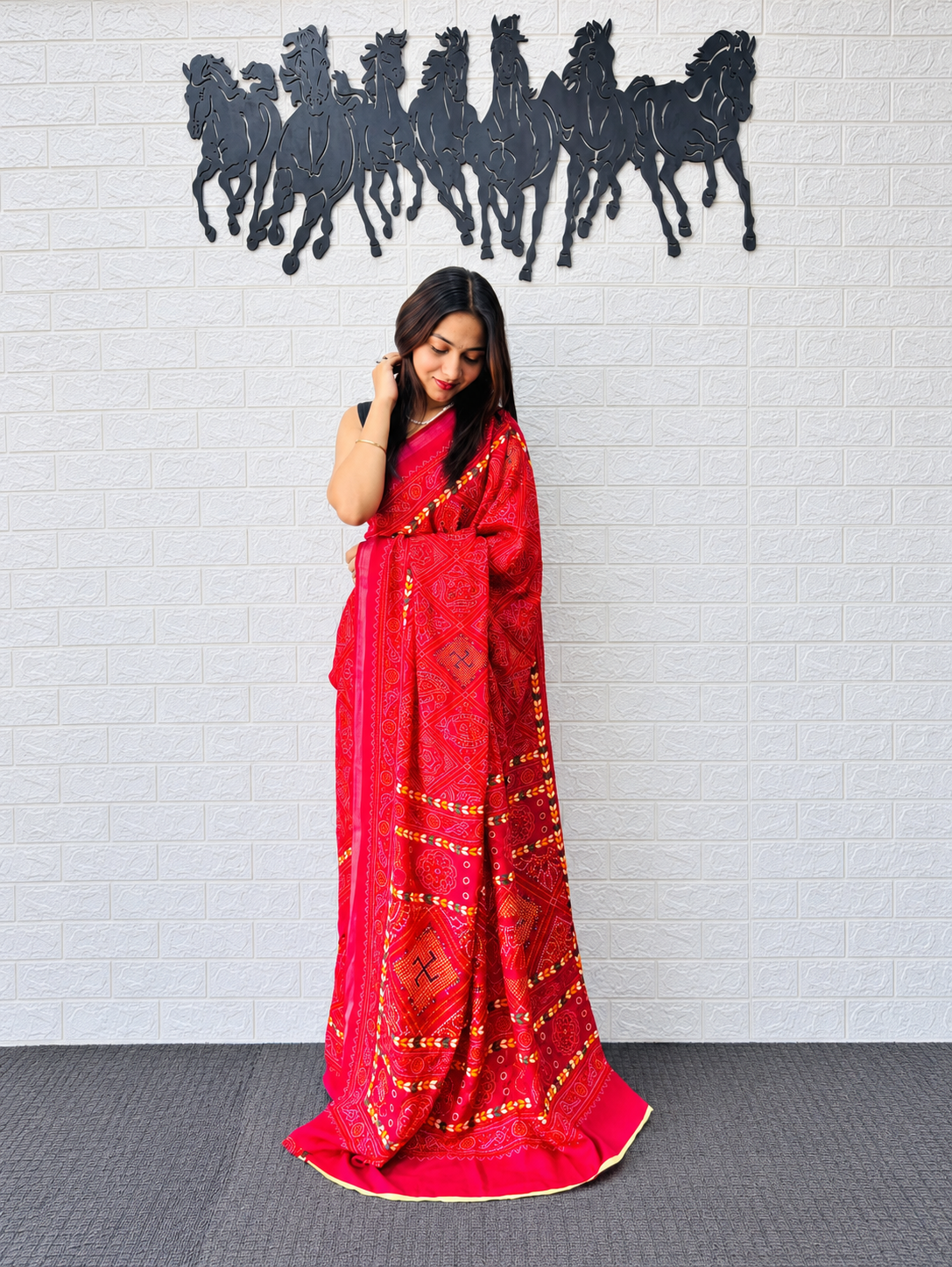 Pure Heritage Luxury Heavy Mal Cotton Traditional Bandhani Print Saree with Designer Border