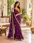 Regal Plum Embroidered Border Luxury Saree