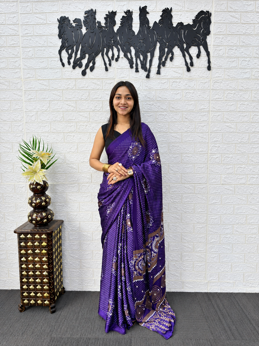 Majestic Purple Rajwadi Mirror-Weave Saree