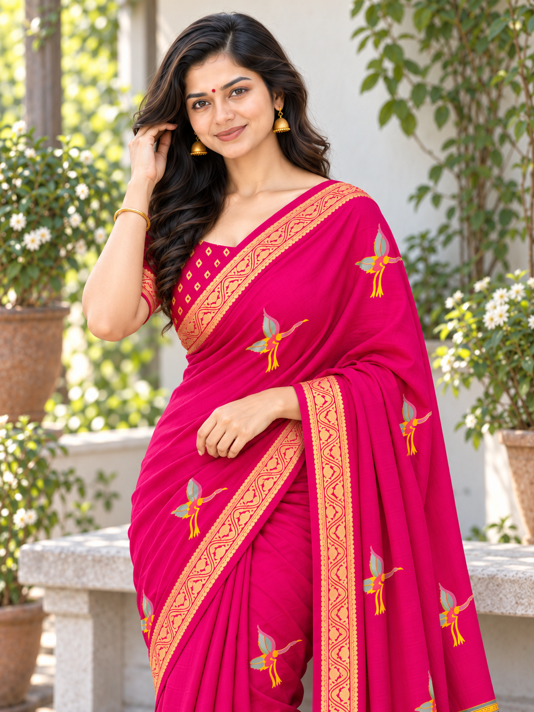 Heritage Fusion Marshmallow Silk Saree with Heavy Woven Jacquard Border