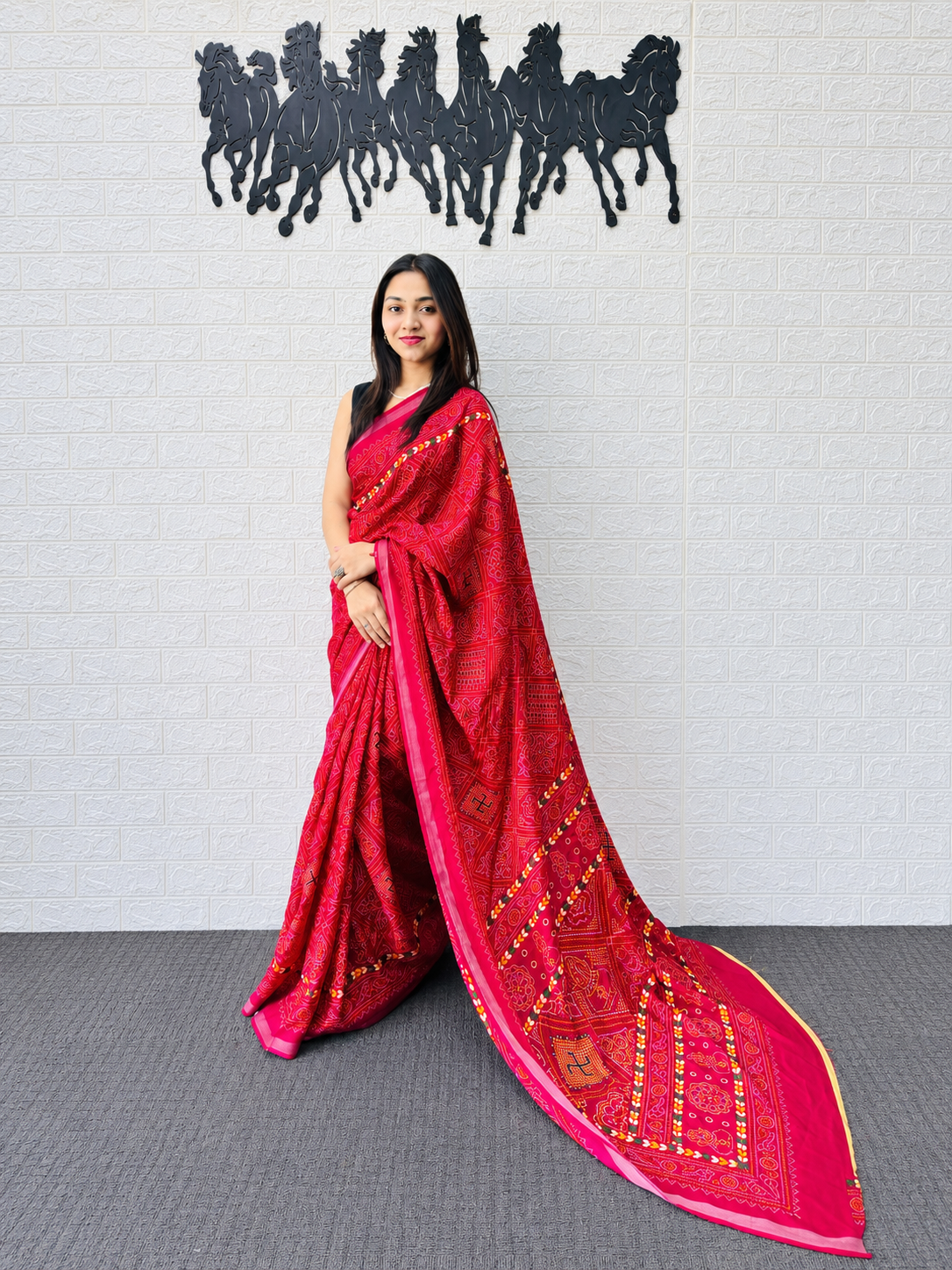Pure Heritage Luxury Heavy Mal Cotton Traditional Bandhani Print Saree with Designer Border