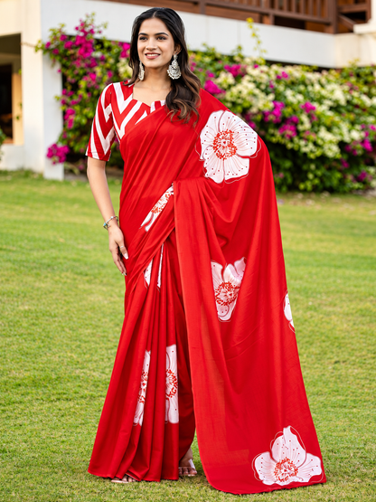 Intricate Rama Digital Printed Silk Saree With Outstanding Blouse Piece