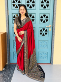 The Crimson Heritage Royale Imperial Red Soft Mul Mul Cotton Silk Saree