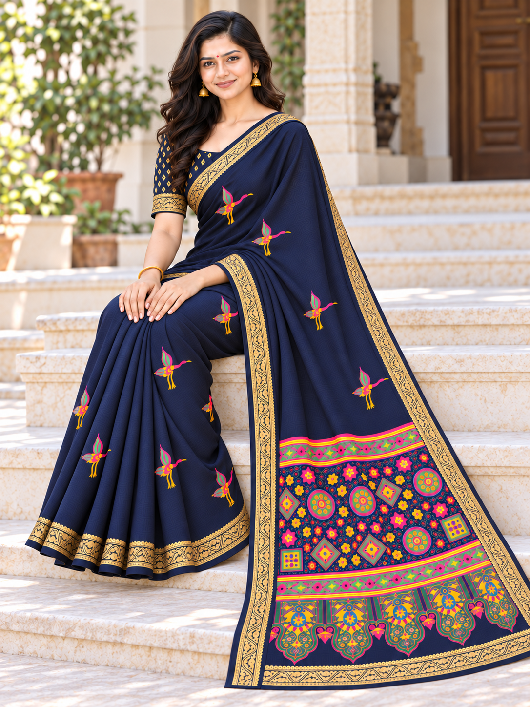 Premium Marshmallow Saree with Heavy Jacquard Border