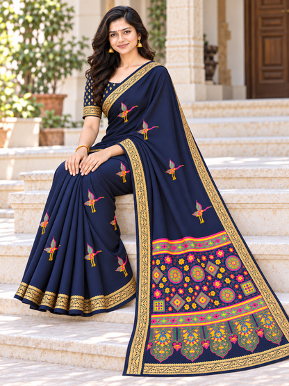 Premium Marshmallow Saree with Heavy Jacquard Border