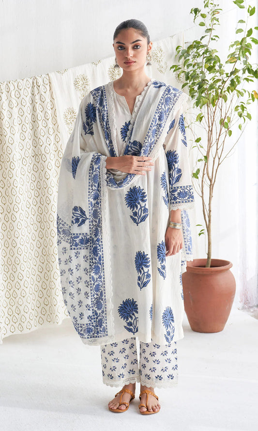 ANUSHKA SHARMA INSPIRED PURE MUL COTTON JAIPURI BLOCK PRINT SUIT SET