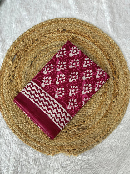 Dharma - Bagru Handblock Print Pure Mul Cotton Saree With Blouse