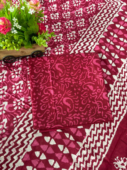 Dharma - Bagru Handblock Print Pure Mul Cotton Saree With Blouse
