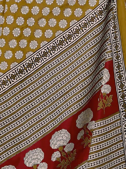 Angelica - Beauty Pure Heavy Mul Cotton Saree with Bagru Handblock Print