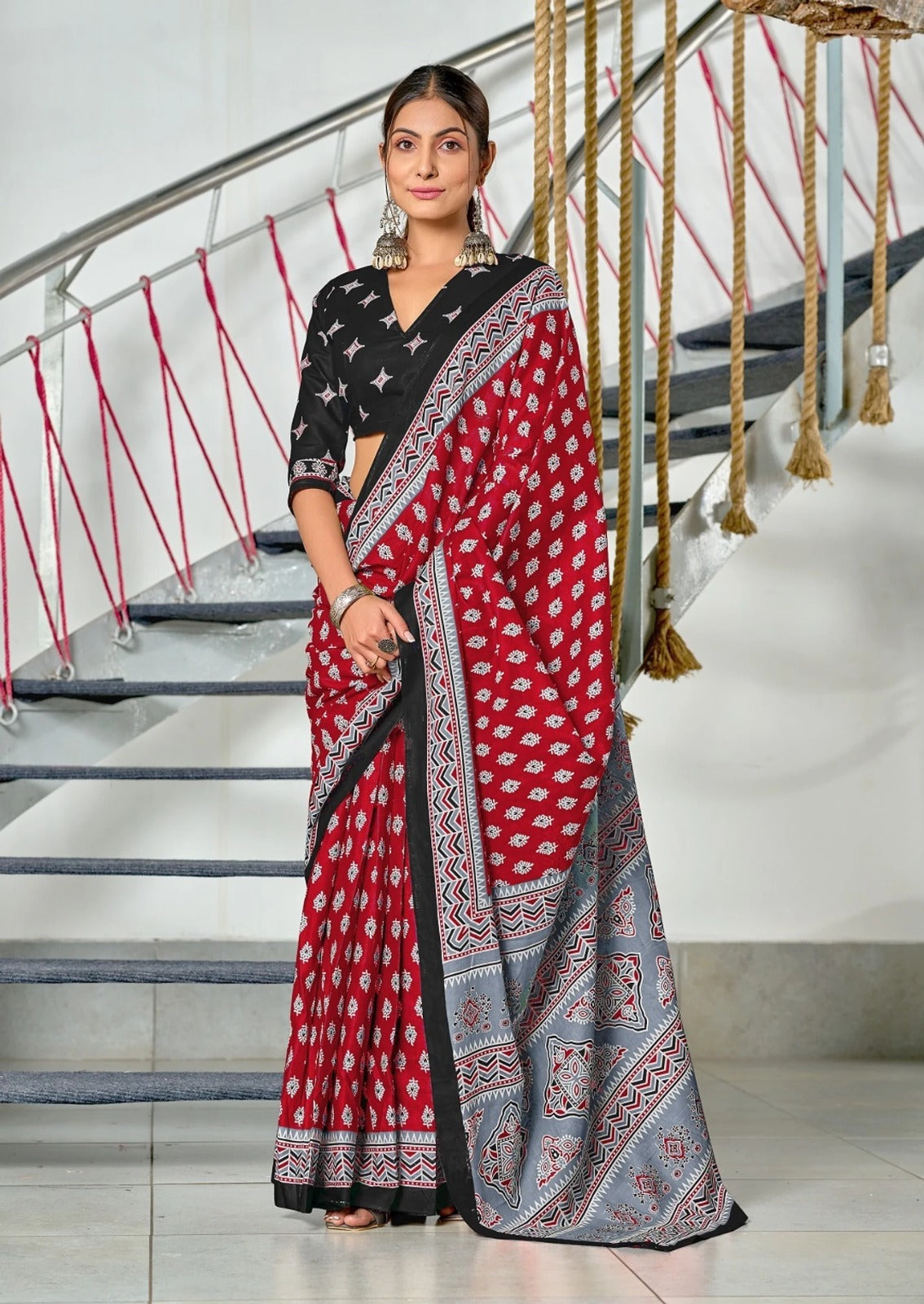 Beautiful - Pure Heavy Mul Cotton Saree with Bagru Handblock Print