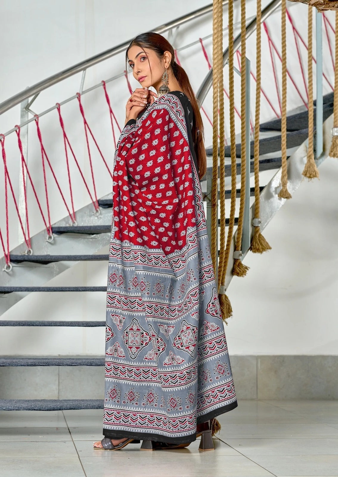 Beautiful - Pure Heavy Mul Cotton Saree with Bagru Handblock Print