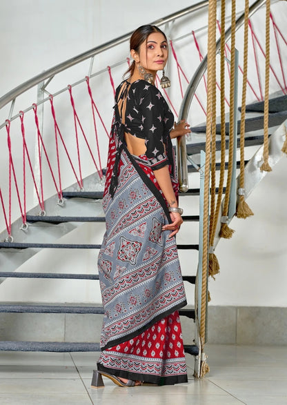 Beautiful - Pure Heavy Mul Cotton Saree with Bagru Handblock Print