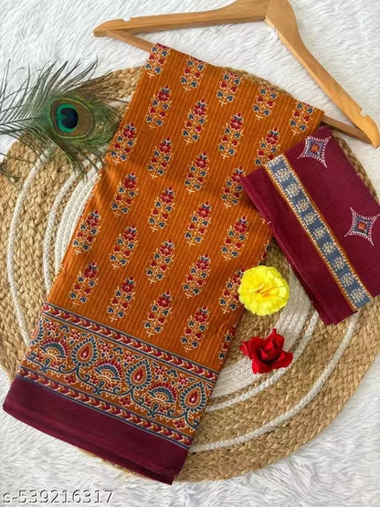 Dharma - Pure Heavy Mul Cotton Saree with Bagru Handblock Print