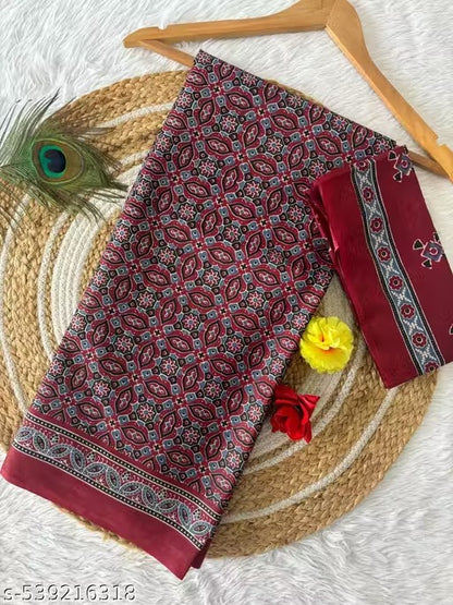 Dharma - Pure Heavy Mul Cotton Saree with Bagru Handblock Print