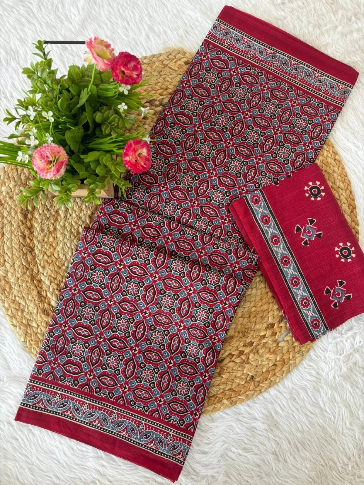 Dharma - Pure Heavy Mul Cotton Saree with Bagru Handblock Print