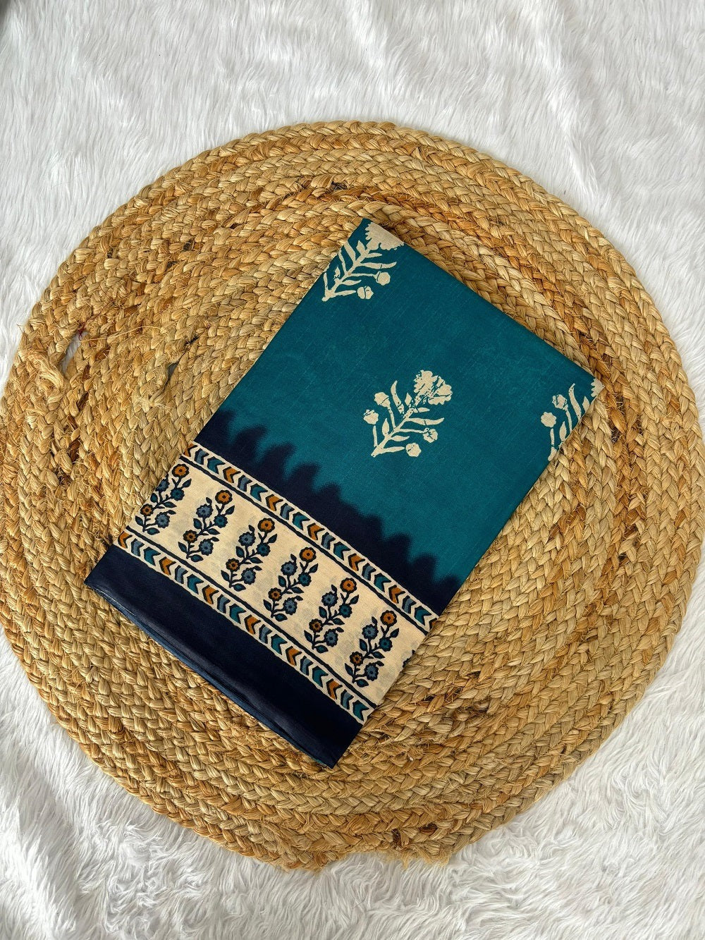 Dharma - Pure Heavy Mul Cotton Saree with Bagru Handblock Print