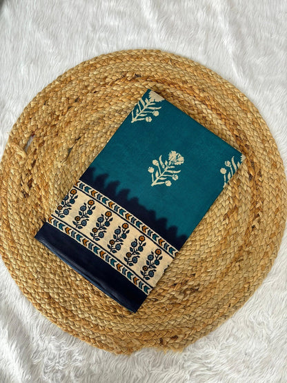 Dharma - Pure Heavy Mul Cotton Saree with Bagru Handblock Print