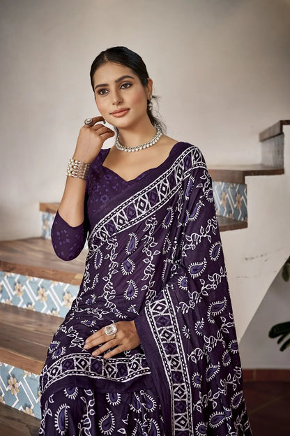 Dharma - Pure Heavy Mul Cotton Saree with Bagru Handblock Print