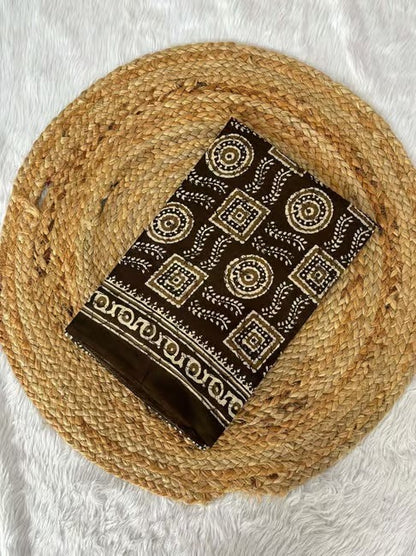 Dharma - Pure Heavy Mul Cotton Saree with Bagru Handblock Print