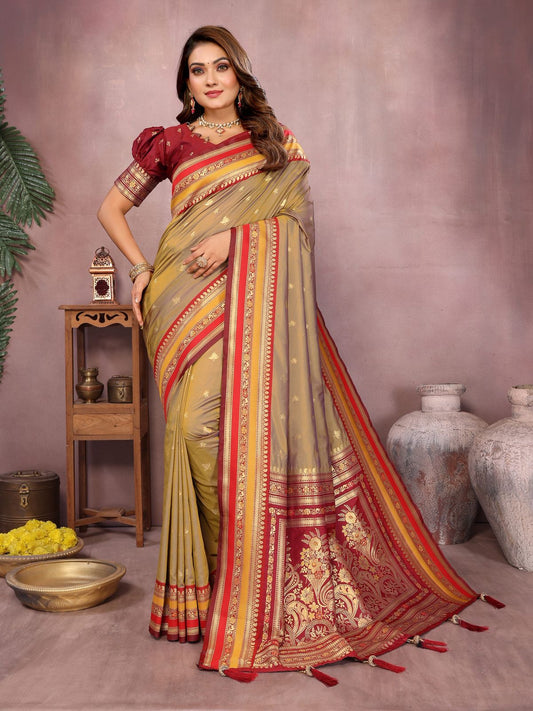 Premium Kalamkari Silk Saree with Rich Zari Woven Borders & Designer Pallu