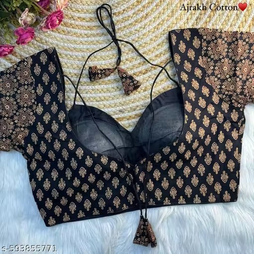 Trendy Yellow Handloom Pure Cotton Saree with Ajrakh Padded Stitched Blouse