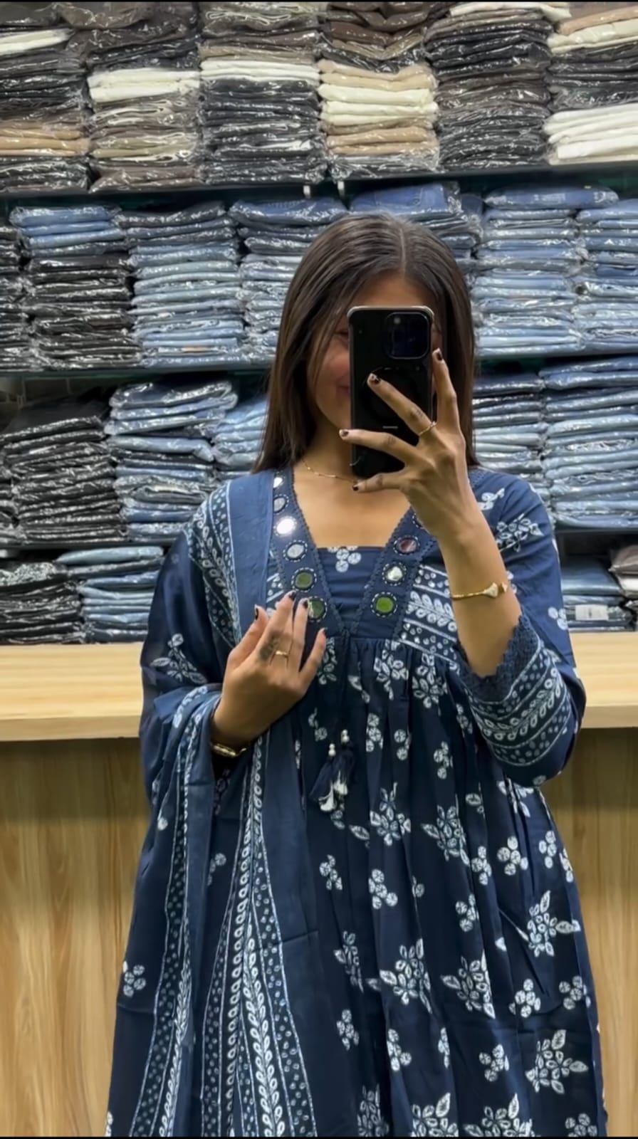 VERY BEAUTIFUL PURE MUL COTTON MIRROR WORK SUIT SET