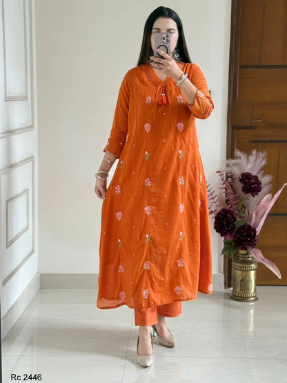 VARY MAGNIFICENT PURE MUL COTTON EMBROIDERY SUIT SET