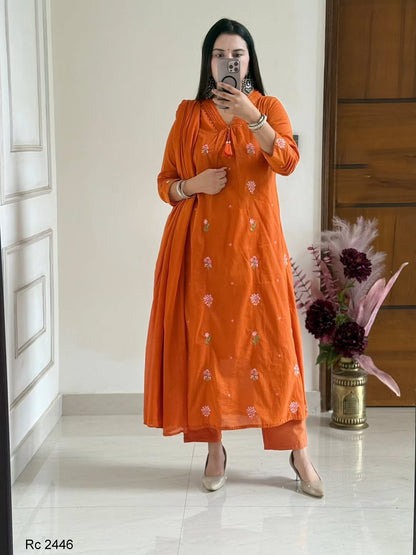 VARY MAGNIFICENT PURE MUL COTTON EMBROIDERY SUIT SET