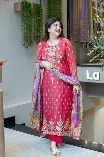 MOST STUNNING PREMIUM SILK GOTA HANDWORK SUIT SET