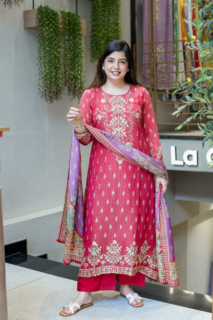 MOST STUNNING PREMIUM SILK GOTA HANDWORK SUIT SET