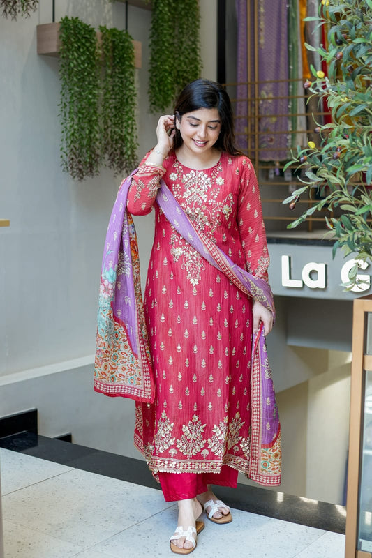 MOST STUNNING PREMIUM SILK GOTA HANDWORK SUIT SET