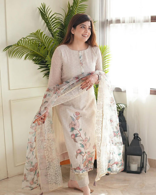 Very Beautiful Designer Kalavati Pure Linen Suit Set