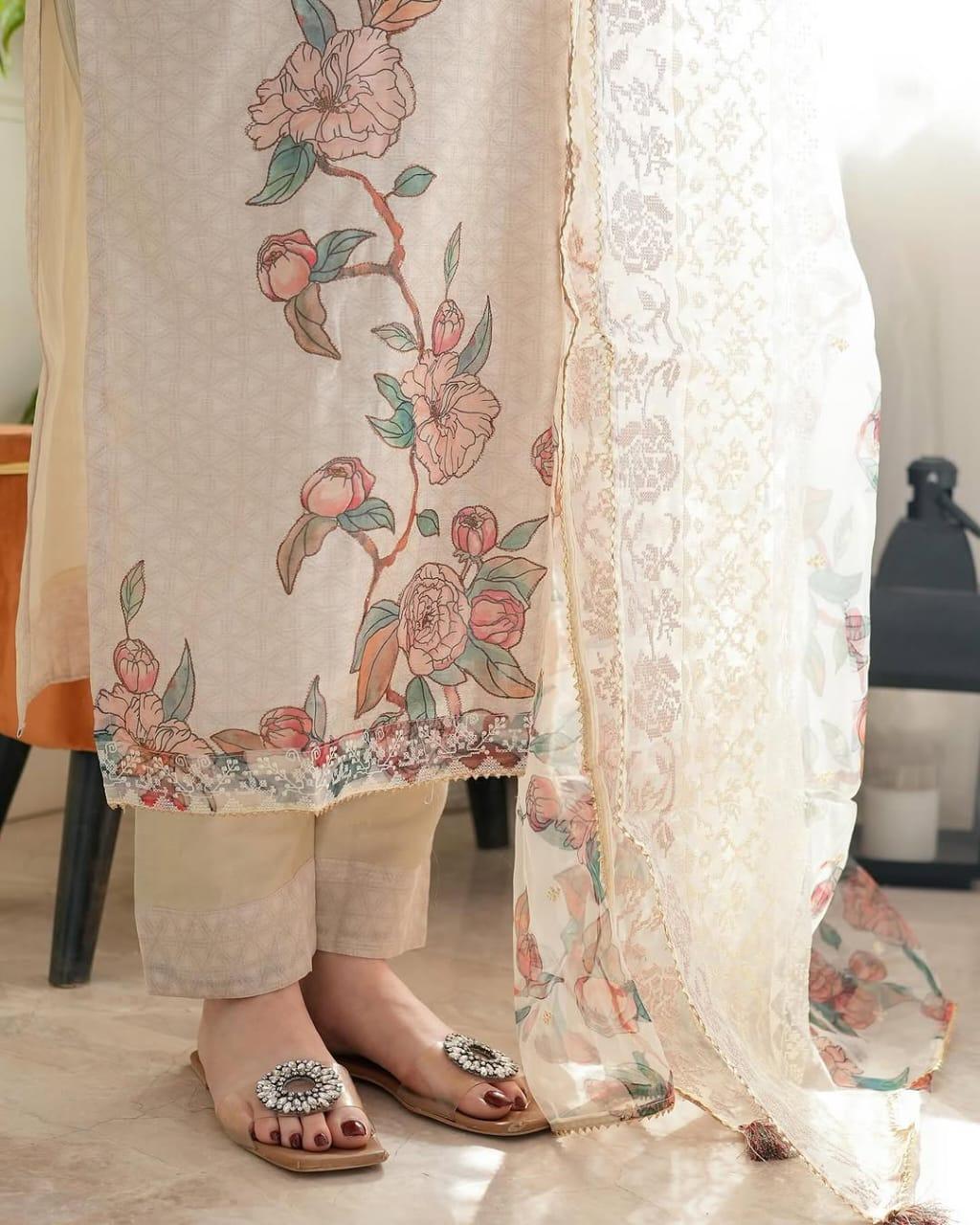 Very Beautiful Designer Kalavati Pure Linen Suit Set