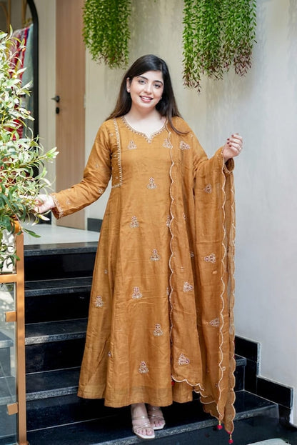 NEW ARIVELLS PURE MUL CHANDERI EMBROIDERY SUIT SET