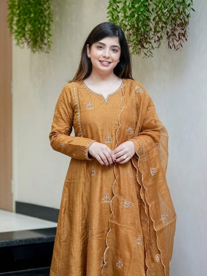 NEW ARIVELLS PURE MUL CHANDERI EMBROIDERY SUIT SET