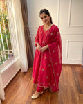 NEW ARIVELLS PURE MUL CHANDERI EMBROIDERY SUIT SET