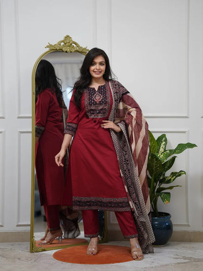 VERY CHARMING PURE COTTON AJARAKH SUIT SET