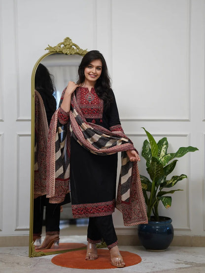 VERY CHARMING PURE COTTON AJARAKH SUIT SET