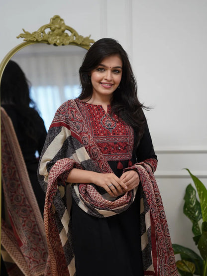 VERY CHARMING PURE COTTON AJARAKH SUIT SET