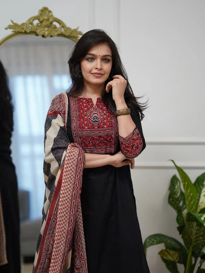 VERY CHARMING PURE COTTON AJARAKH SUIT SET