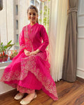 VERY ATTRACTIVE PINK PURE COTTON EMBROIDERY SUIT SET