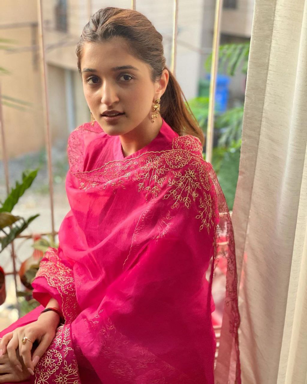 VERY ATTRACTIVE PINK PURE COTTON EMBROIDERY SUIT SET