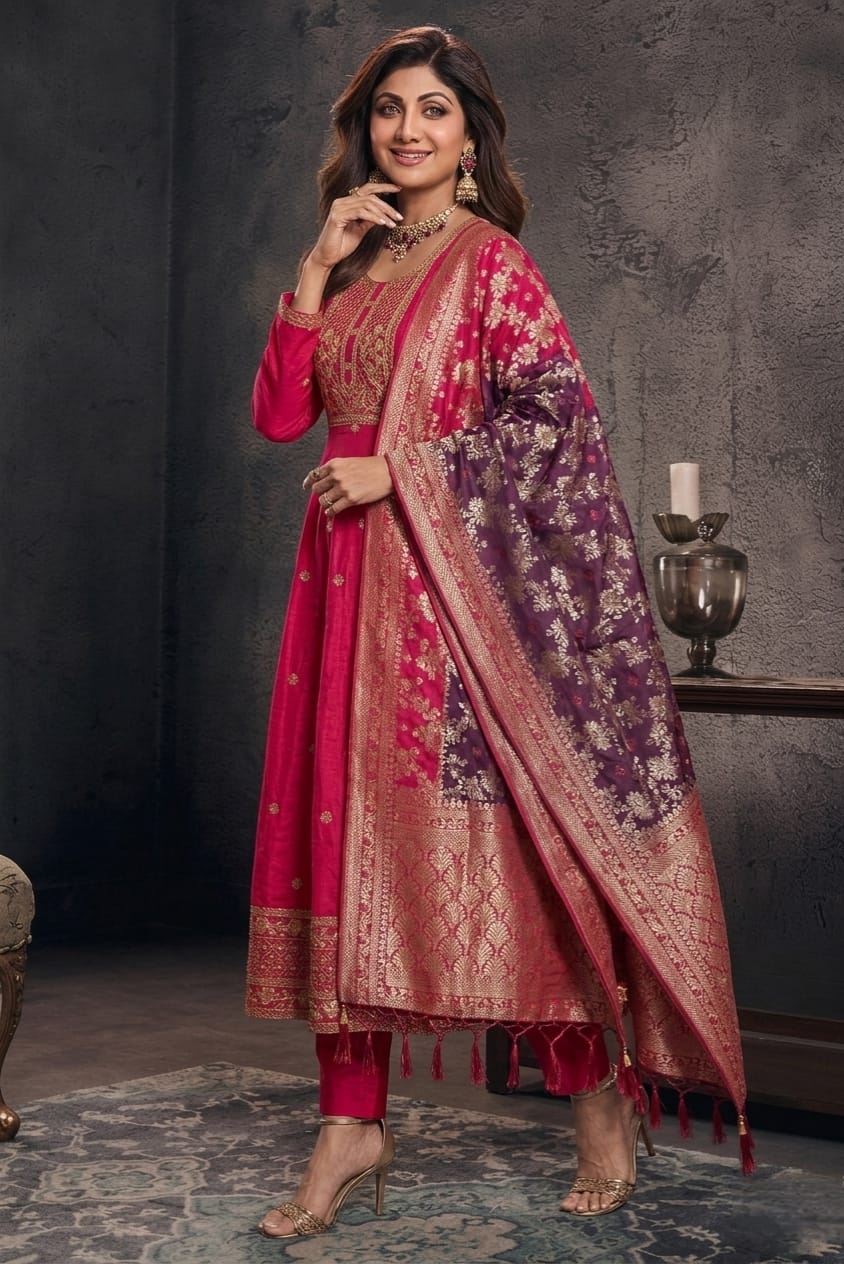 NEW ARRIVALS SHILPA SHETTY ANARKALI SUIT SET