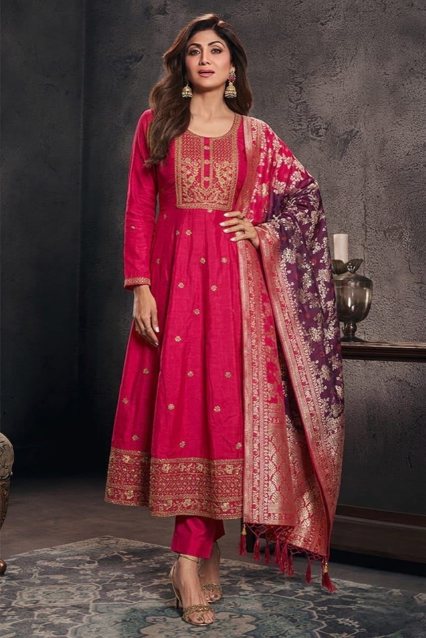 NEW ARRIVALS SHILPA SHETTY ANARKALI SUIT SET
