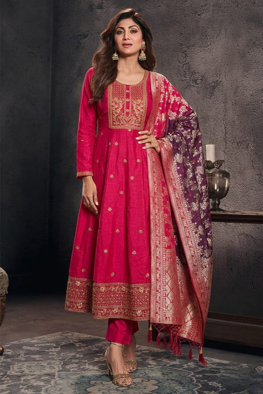 NEW ARRIVALS SHILPA SHETTY ANARKALI SUIT SET