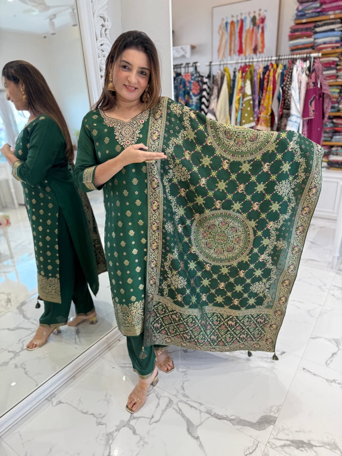 Attractive Designer Pure Banarasi Jequard Wiving Suit Set
