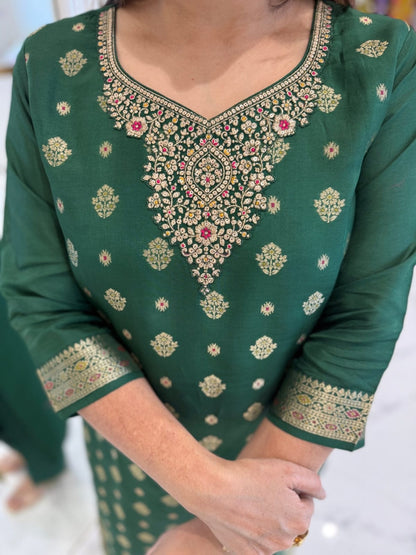 Attractive Designer Pure Banarasi Jequard Wiving Suit Set